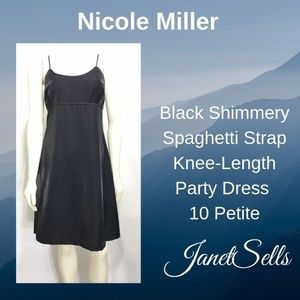 Nicole Miller Petite 10 Black Shimmery Party Dress